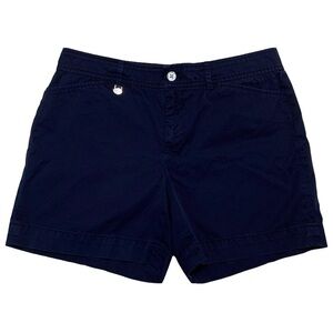 Lauren Ralph Lauren Navy Blue Mid Rise Women's Casual Cotton Chino Shorts